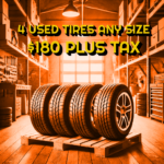 4 used tires size 215 55 r17, colorized fb6302 180 PLUS TAX
